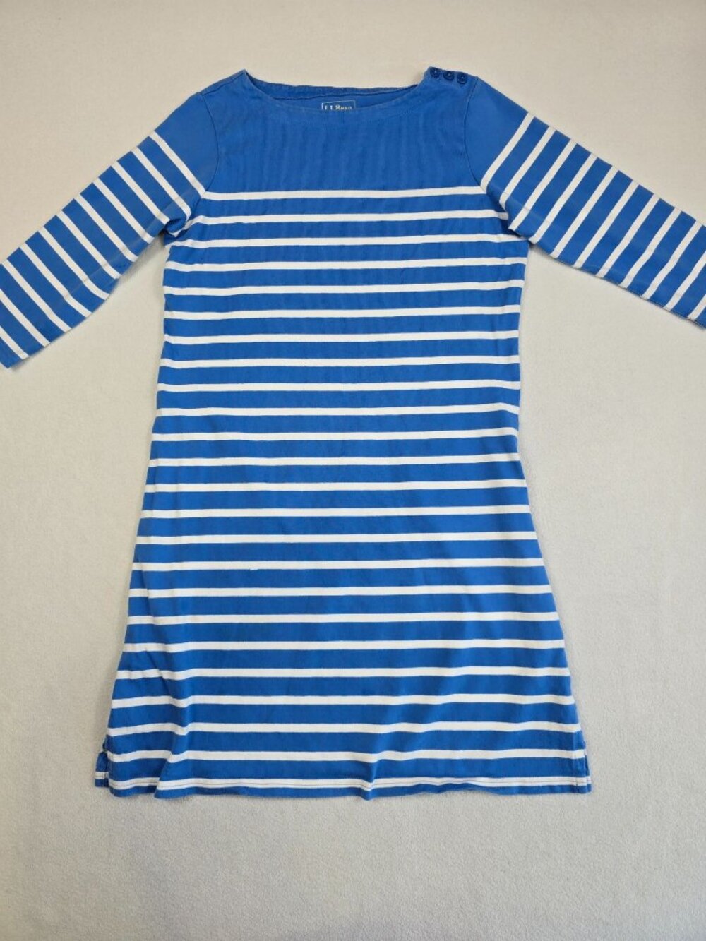 LL Bean Medium Striped Blue & White Dress 100% Cotton